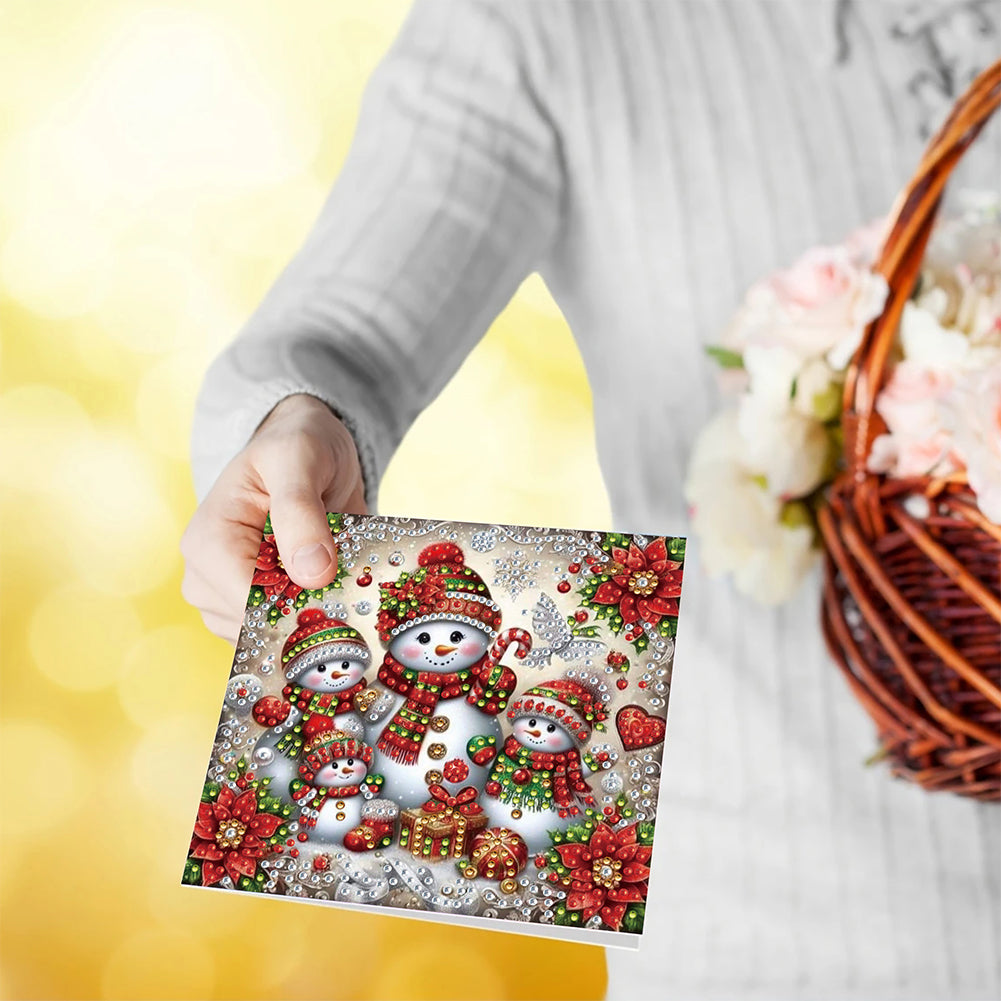 6PCS DIY Diamond Art Greeting Cards Xmas Designs for Festivals and Celebrations