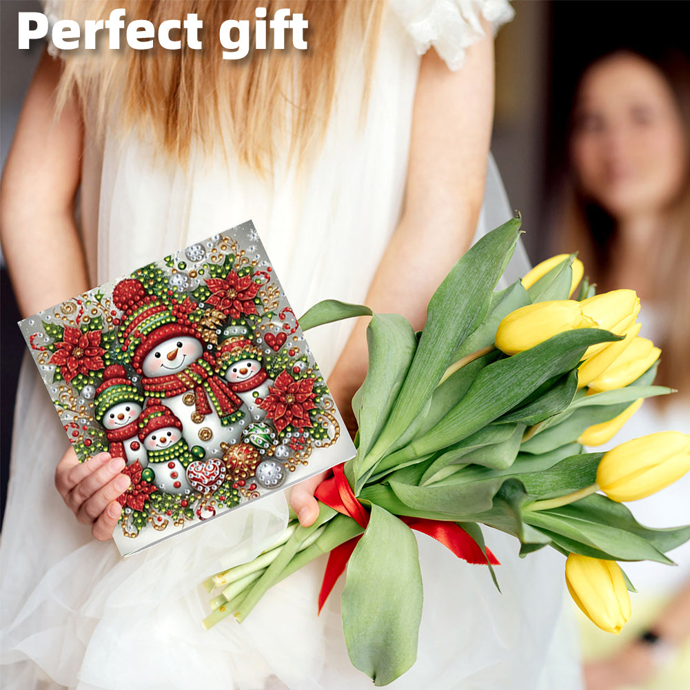 6PCS DIY Diamond Art Greeting Cards Xmas Designs for Festivals and Celebrations