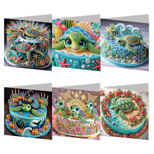 6PCS DIY Diamond Art Greeting Cards Xmas Designs for Festivals and Celebrations