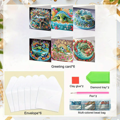 6PCS DIY Diamond Art Greeting Cards Xmas Designs for Festivals and Celebrations