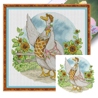 Duck Couple In Honeymoon - 14CT Stamped Cross Stitch 38*36CM(Joy Sunday)