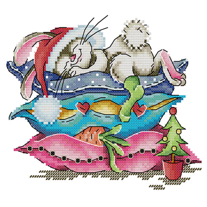 Sleeping Bunny - 14CT Stamped Cross Stitch 21*18CM(Joy Sunday)