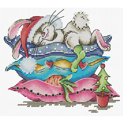 Sleeping Bunny - 14CT Stamped Cross Stitch 21*18CM(Joy Sunday)