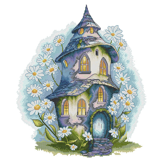 Daisy Cottage - 14CT Stamped Cross Stitch 38*42CM(Joy Sunday)