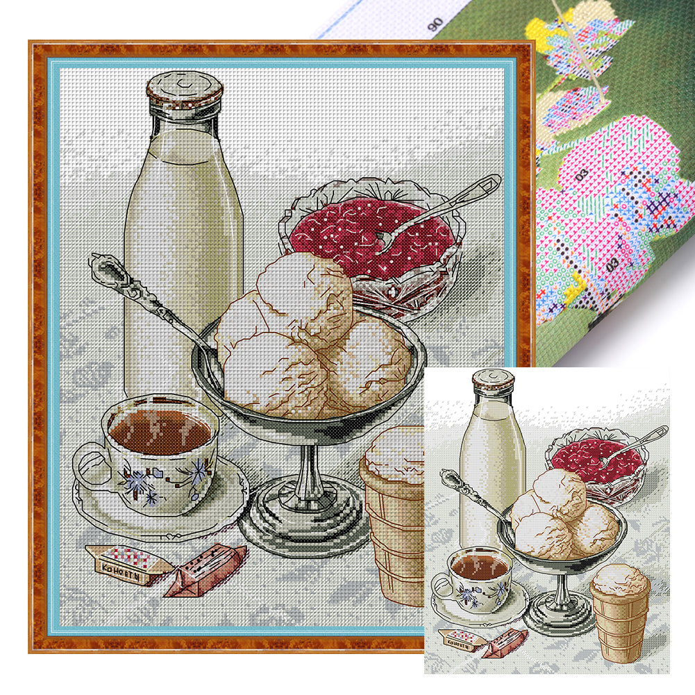 Cherry Ice Cream - 14CT Stamped Cross Stitch 32*39CM(Joy Sunday)