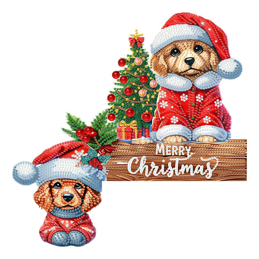 DIY Xmas Diamond Art Door Corner Pendants Wooden Door Decoration for Home Office