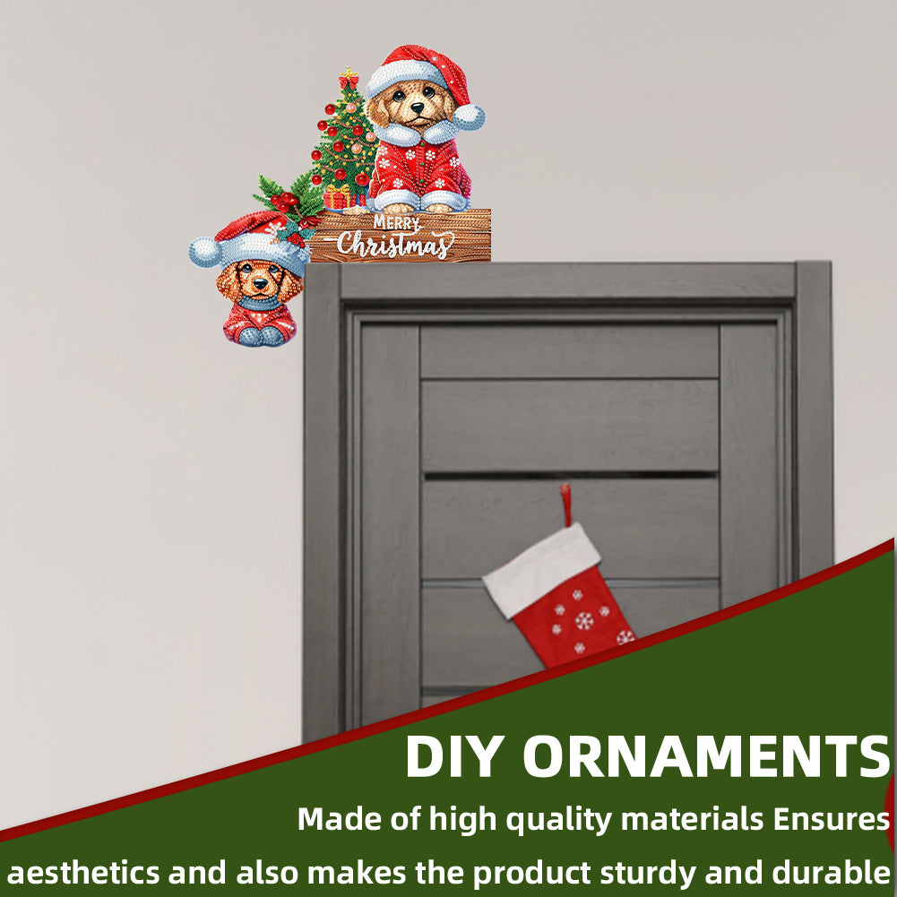 DIY Xmas Diamond Art Door Corner Pendants Wooden Door Decoration for Home Office