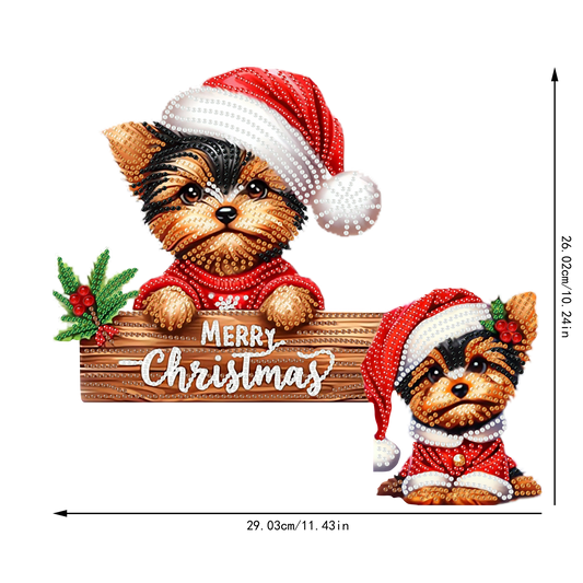 DIY Xmas Diamond Art Door Corner Pendants Wooden Door Decoration for Home Office