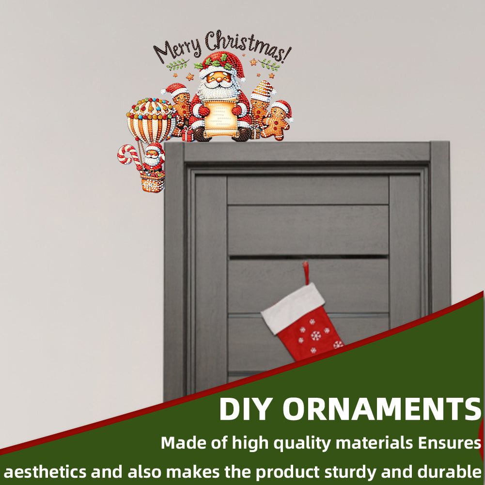 DIY Xmas Diamond Art Door Corner Pendants Wooden Door Decoration for Home Office