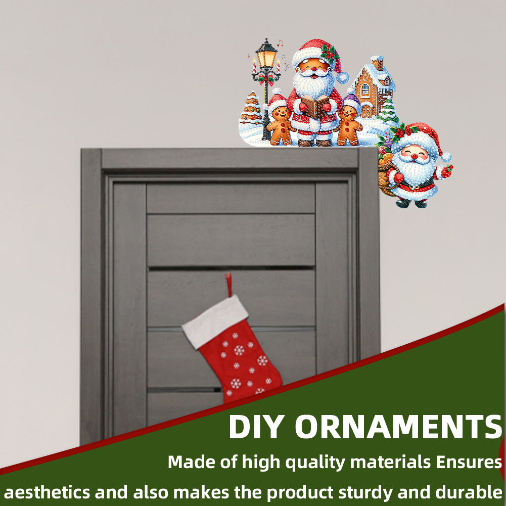 DIY Xmas Diamond Art Door Corner Pendants Wooden Door Decoration for Home Office