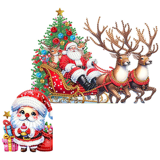 DIY Xmas Diamond Art Door Corner Pendants Wooden Door Decoration for Home Office