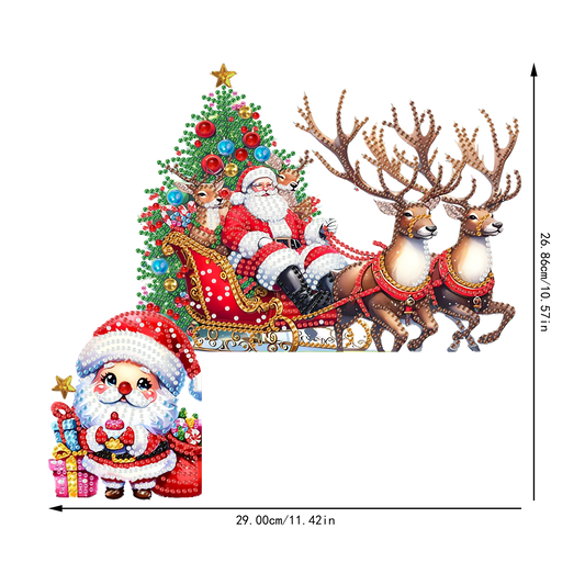 DIY Xmas Diamond Art Door Corner Pendants Wooden Door Decoration for Home Office