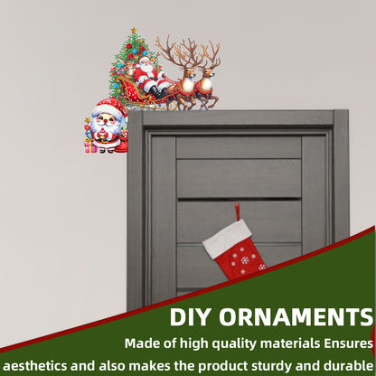 DIY Xmas Diamond Art Door Corner Pendants Wooden Door Decoration for Home Office