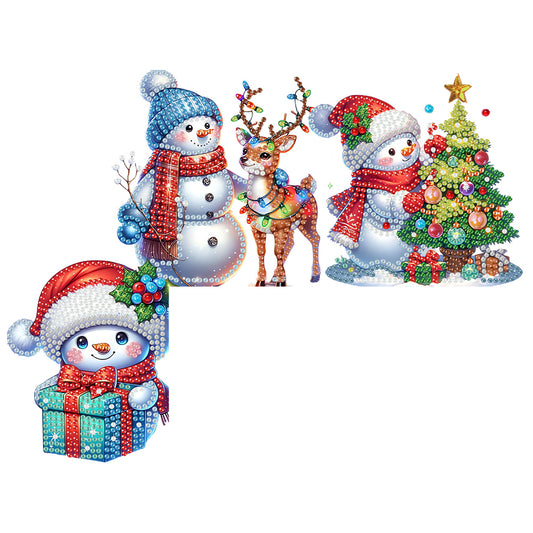 DIY Xmas Diamond Art Door Corner Pendants Wooden Door Decoration for Home Office