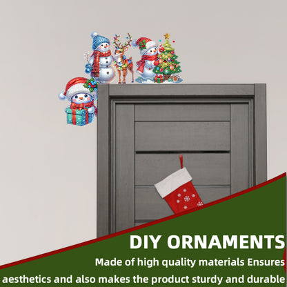 DIY Xmas Diamond Art Door Corner Pendants Wooden Door Decoration for Home Office