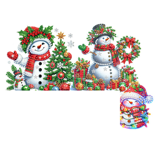 DIY Xmas Diamond Art Door Corner Pendants Wooden Door Decoration for Home Office
