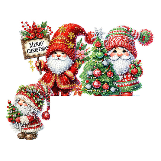 DIY Xmas Diamond Art Door Corner Pendants Wooden Door Decoration for Home Office