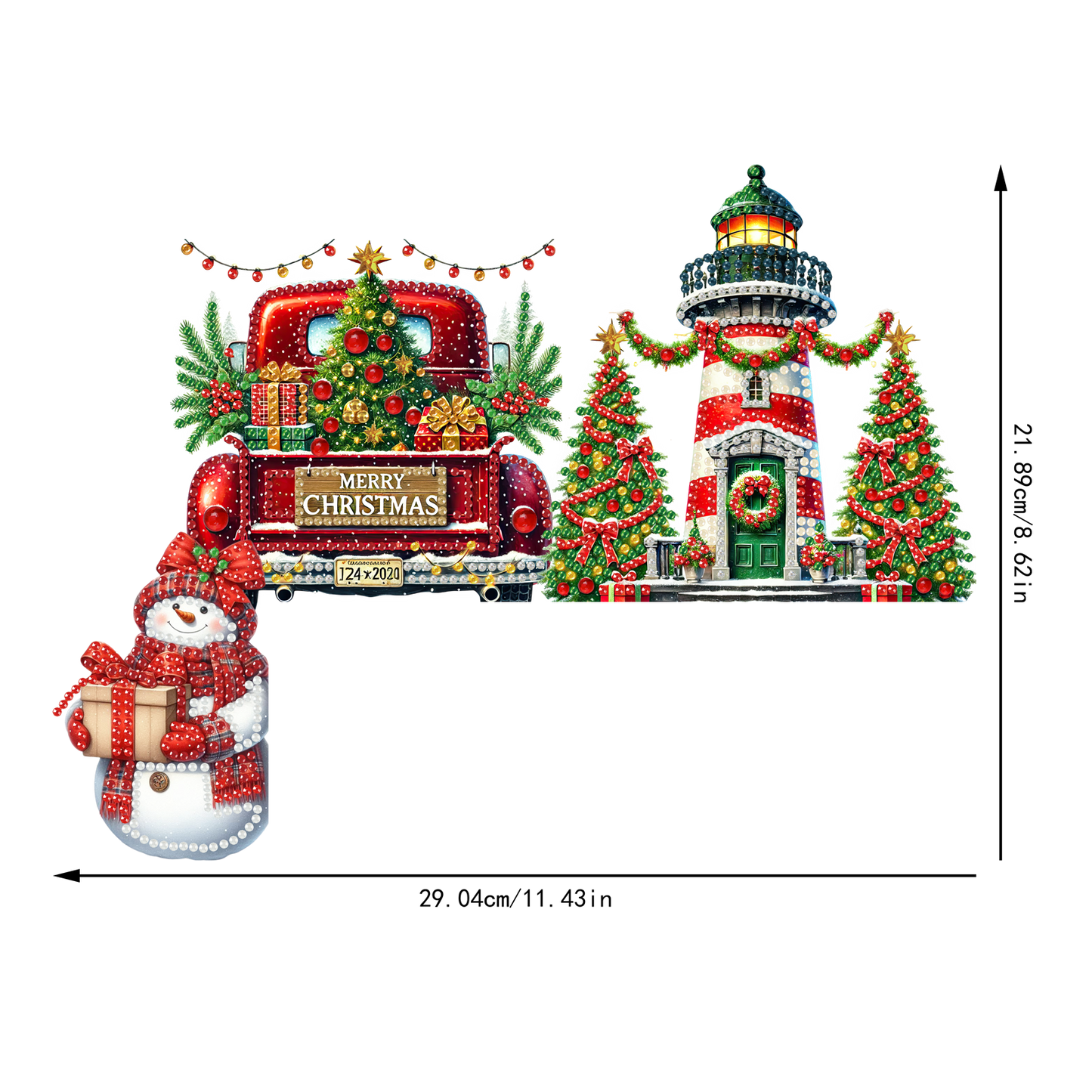 DIY Xmas Diamond Art Door Corner Pendants Wooden Door Decoration for Home Office
