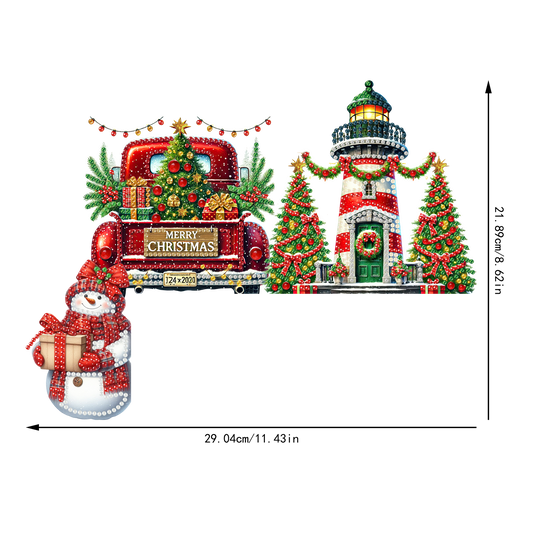 DIY Xmas Diamond Art Door Corner Pendants Wooden Door Decoration for Home Office