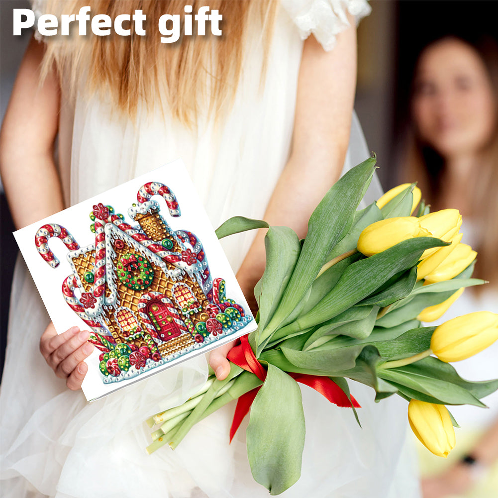 6PCS DIY Diamond Art Greeting Cards Xmas Pattern Congratulations Cards & Gifts