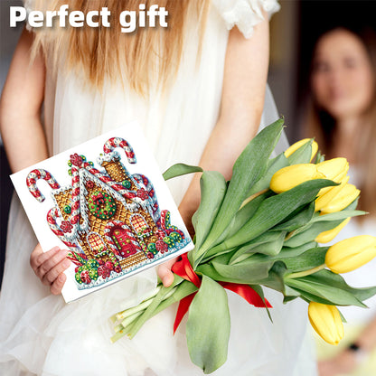 6PCS DIY Diamond Art Greeting Cards Xmas Pattern Congratulations Cards & Gifts