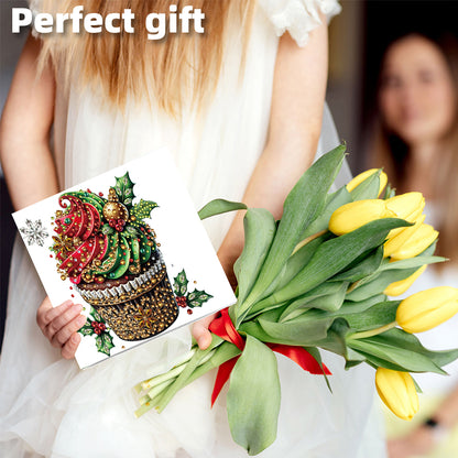 6PCS DIY Diamond Art Greeting Cards Xmas Pattern Congratulations Cards & Gifts