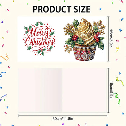 6PCS DIY Diamond Art Greeting Cards Xmas Pattern Congratulations Cards & Gifts