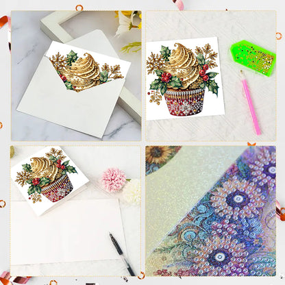 6PCS DIY Diamond Art Greeting Cards Xmas Pattern Congratulations Cards & Gifts