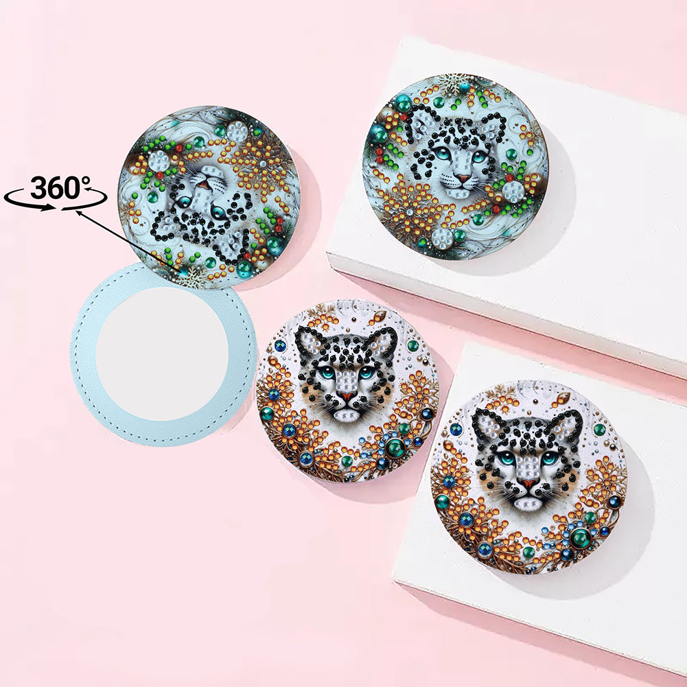 DIY Diamond Art Portable Cosmetic Mirror Diamond Painting Crafts for Home Office
