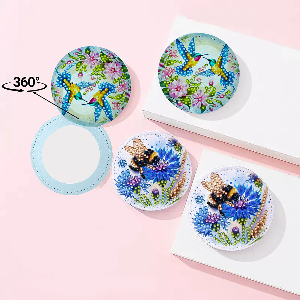 DIY Diamond Art Portable Cosmetic Mirror Diamond Painting Crafts for Home Office