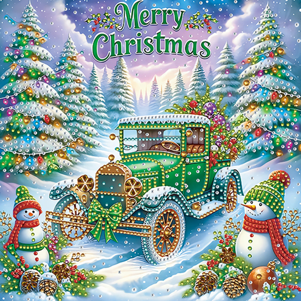 6Pcs Christmas Car - Special Shaped Drill Diamond Painting 30*30CM