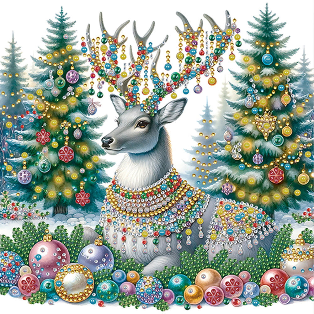 6Pcs Christmas Elk - Special Shaped Drill Diamond Painting 30*30CM
