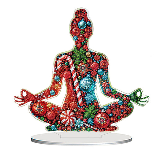 2D Flat Print Yoga Woman DIY Desktop Diamond Art Kits Bedroom Table Decoration