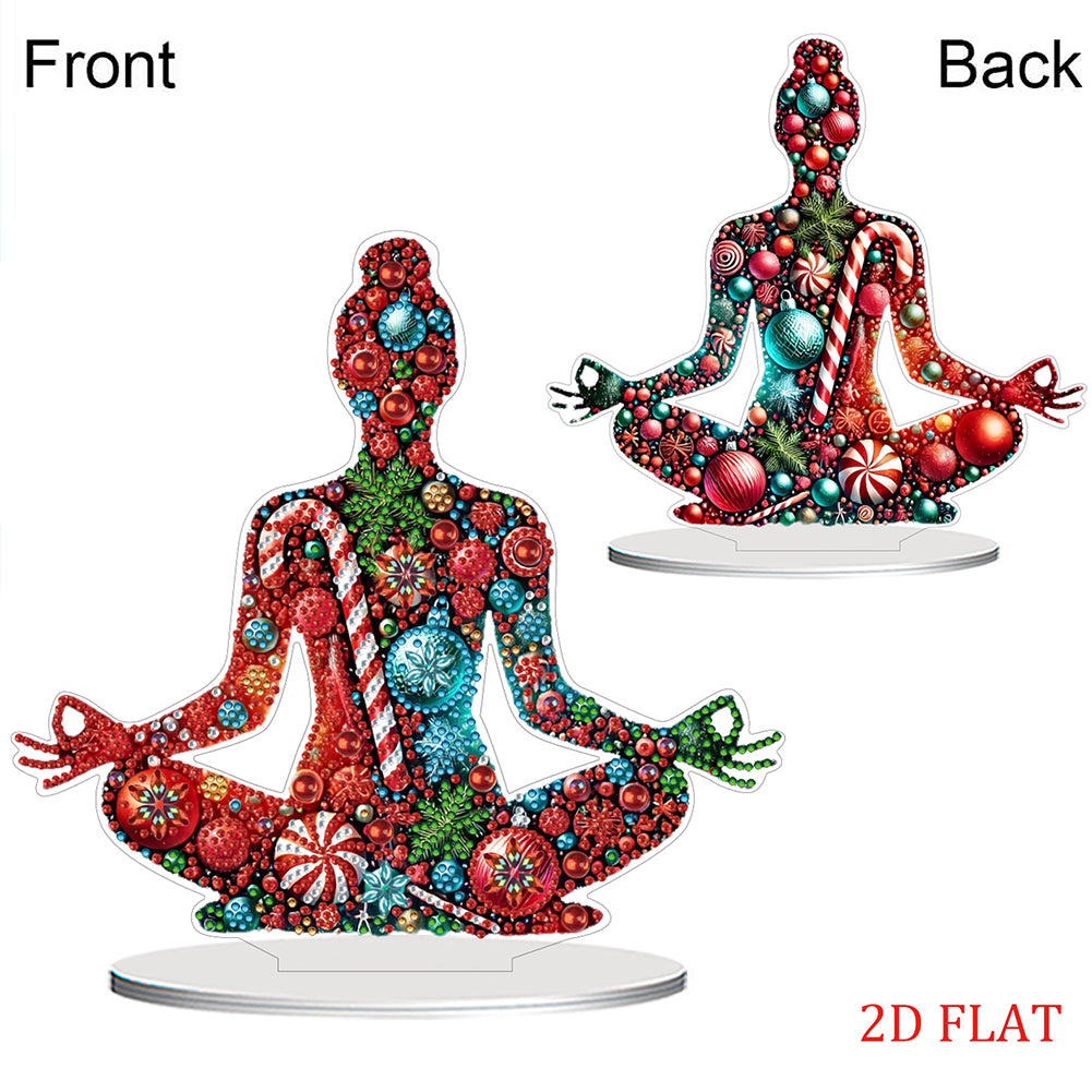 2D Flat Print Yoga Woman DIY Desktop Diamond Art Kits Bedroom Table Decoration