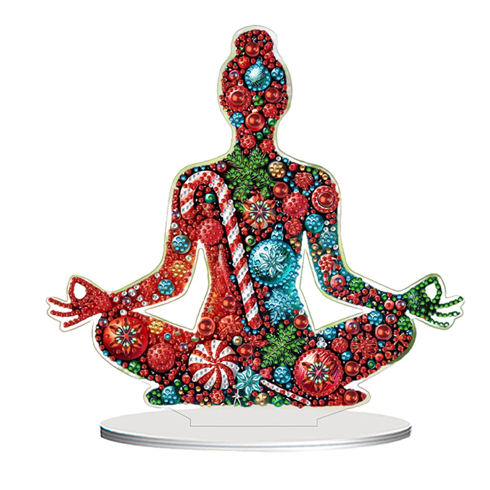 2D Flat Print Yoga Woman DIY Desktop Diamond Art Kits Bedroom Table Decoration