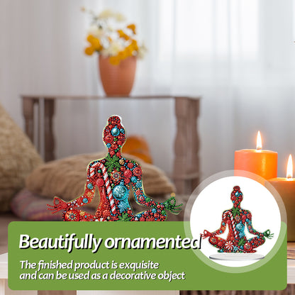 2D Flat Print Yoga Woman DIY Desktop Diamond Art Kits Bedroom Table Decoration