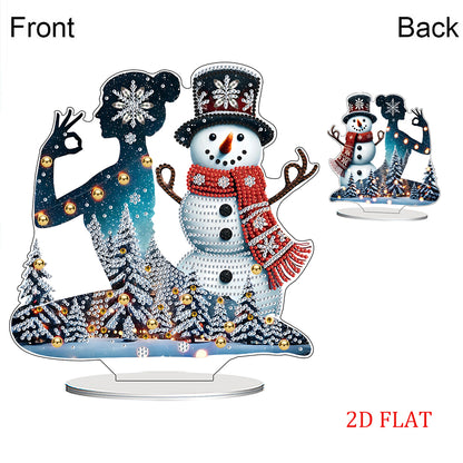 2D Flat Print Yoga Woman DIY Desktop Diamond Art Kits Bedroom Table Decoration