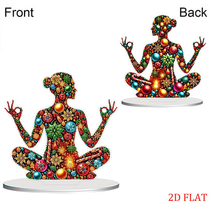 2D Flat Print Yoga Woman DIY Desktop Diamond Art Kits Bedroom Table Decoration