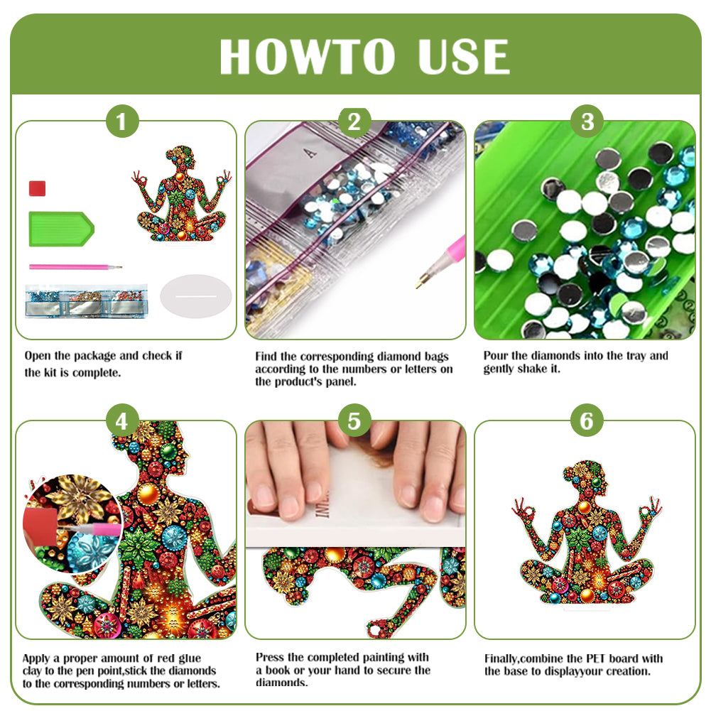 2D Flat Print Yoga Woman DIY Desktop Diamond Art Kits Bedroom Table Decoration