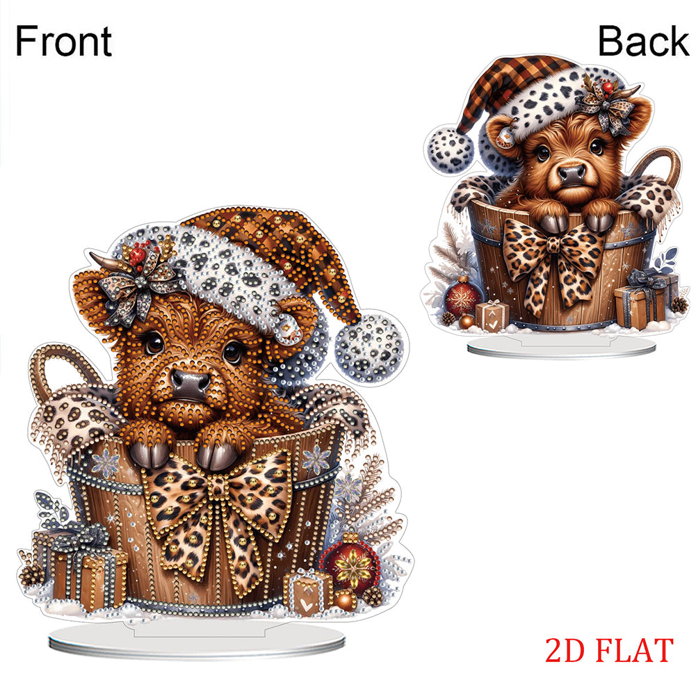 2D Flat Christmas Yak DIY Desktop Diamond Art Kits for Home Office Desktop Decor