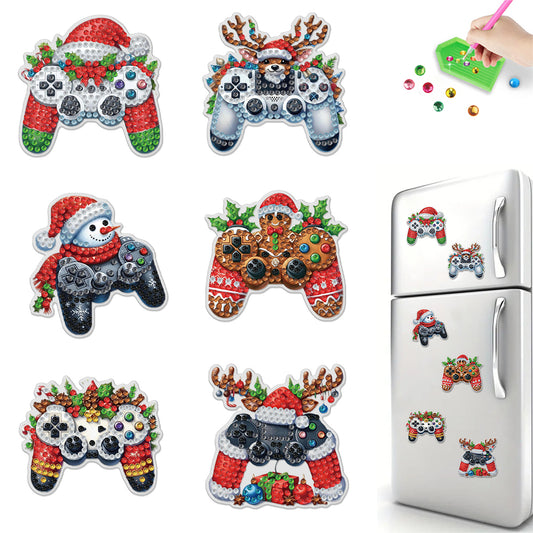 6PCS 2D Flat Xmas DIY Crystal Refrigerator Magnet Round Diamond Magnetic Sticker