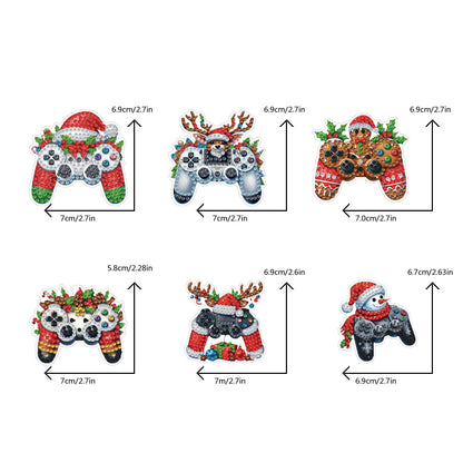 6PCS 2D Flat Xmas DIY Crystal Refrigerator Magnet Round Diamond Magnetic Sticker