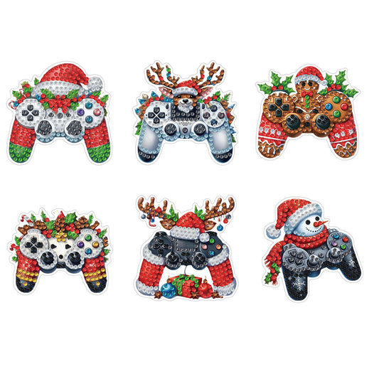 6PCS 2D Flat Xmas DIY Crystal Refrigerator Magnet Round Diamond Magnetic Sticker
