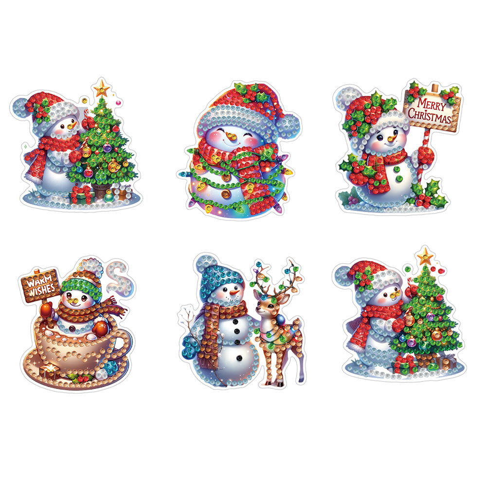 6PCS 2D Flat Xmas DIY Crystal Refrigerator Magnet Round Diamond Magnetic Sticker