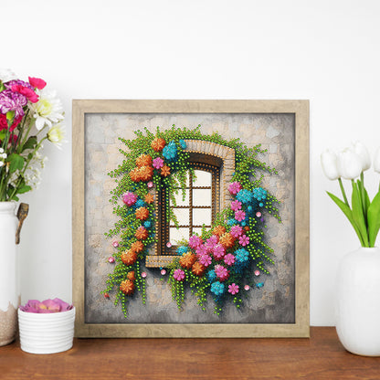 Flowers Window - Special Shaped Drill Diamond Painting 30*30CM