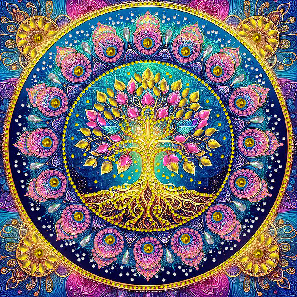 Mandala Tree Of Life - Special Shaped Drill Diamond Painting 30*30CM