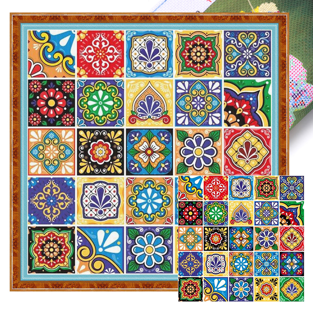 Colorful Pattern 1 - 14CT Stamped Cross Stitch 50*50CM