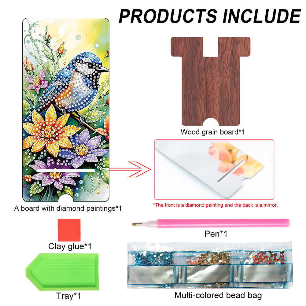 2-Pack Acrylic Diamond Art Phone Stand And Mirror Diamond Art Kits Phone Holder