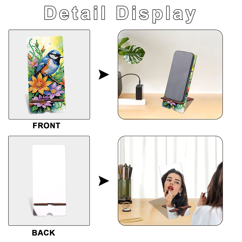 2-Pack Acrylic Diamond Art Phone Stand And Mirror Diamond Art Kits Phone Holder