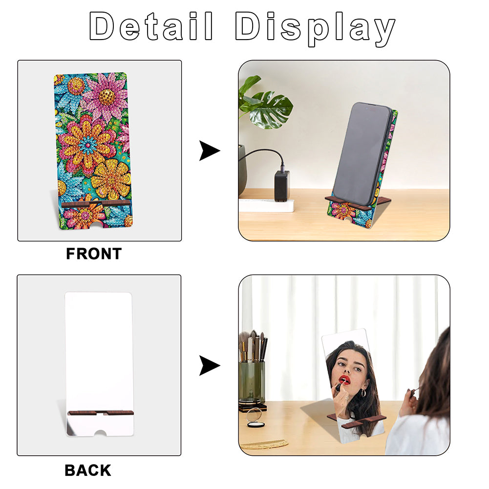 2-Pack Acrylic Diamond Art Phone Stand And Mirror Diamond Art Kits Phone Holder